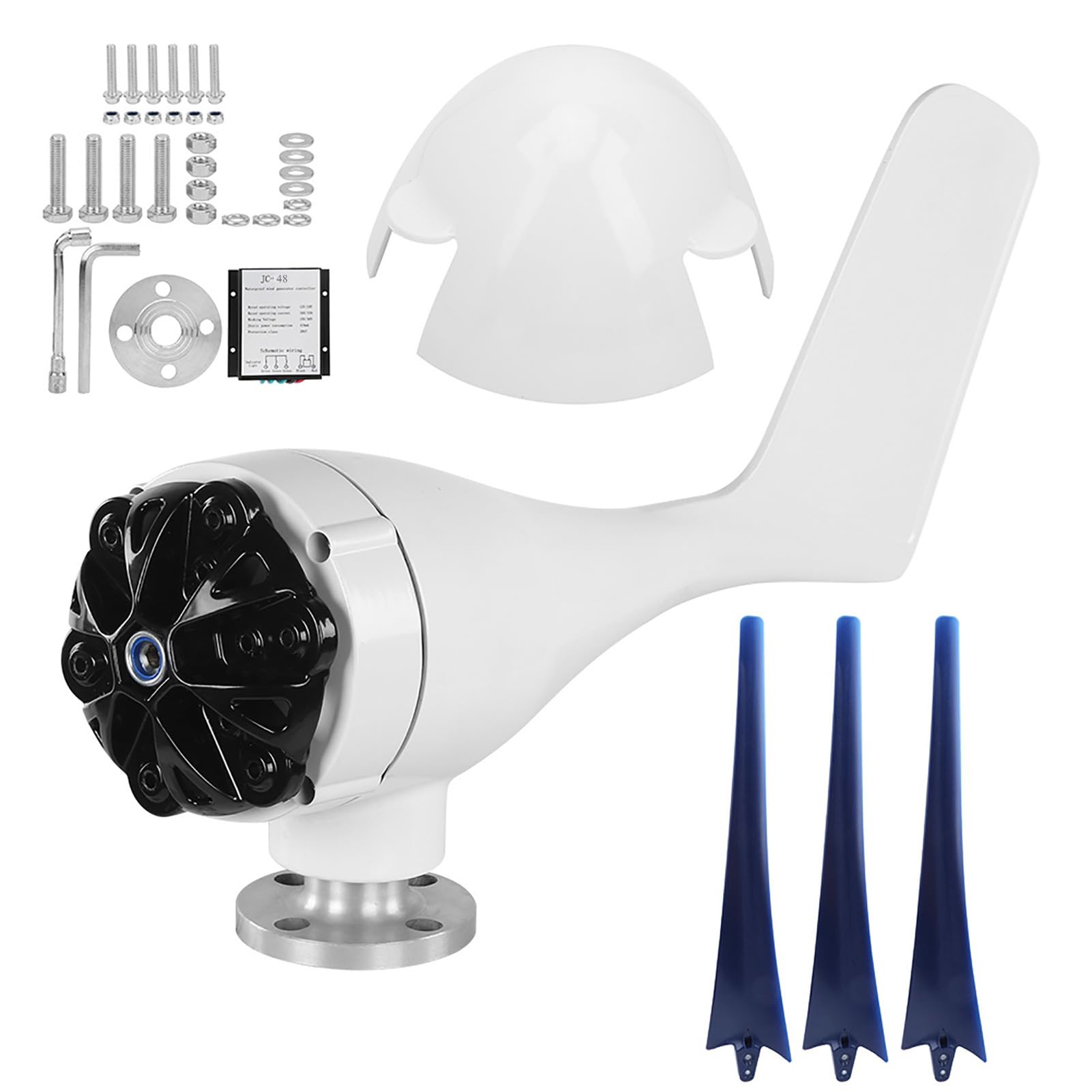 FTVOGUE Kit de Generador de Turbinas Eólicas, Aerogenerador de 3 Aspas de 200 W, 12 V con Controlador, Opciones de Voltaje Negro para Usuarios de Energía Fuera de la Red, Barco, Granja Doméstica