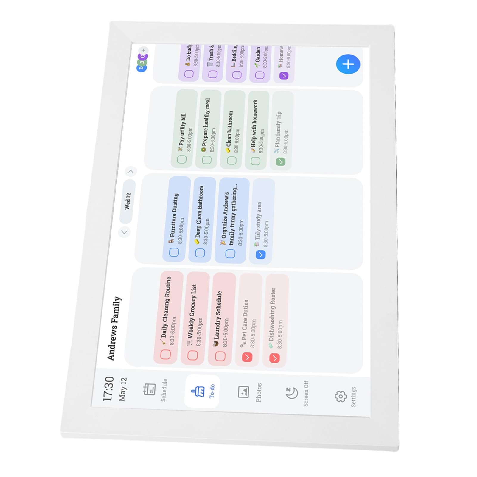SIXRUN Calendario da Parete Digitale Interattivo da 10,1 Pollici, Grafico con Touchscreen, Organizer Familiare per la Casa con Cornice per Foto