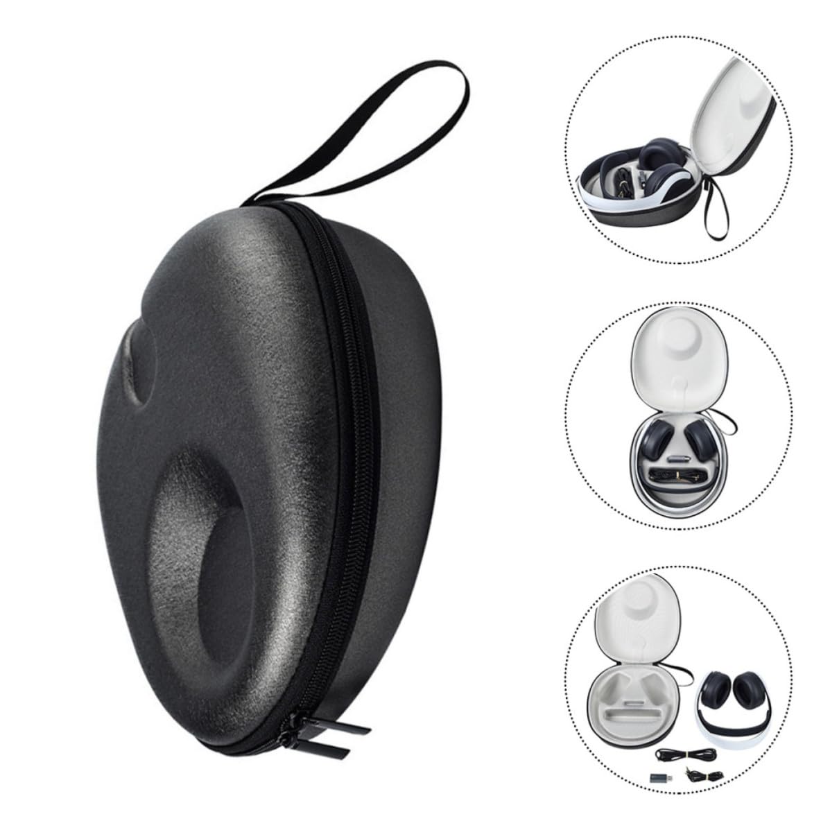 Estuche para Auriculares con Doble Cierre y Estructura de poliéster, diseño Compacto para protección contra Golpes y Uso en Exteriores
