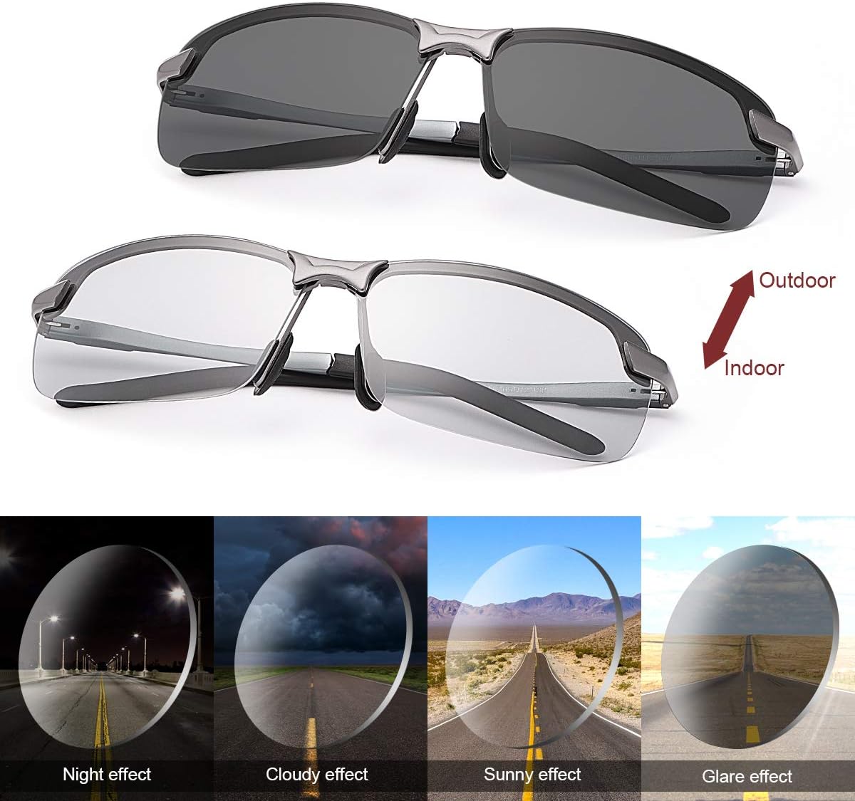 Polarized Photochromic Driving z87 Sunglasses for Men Day Night Safety Glasses