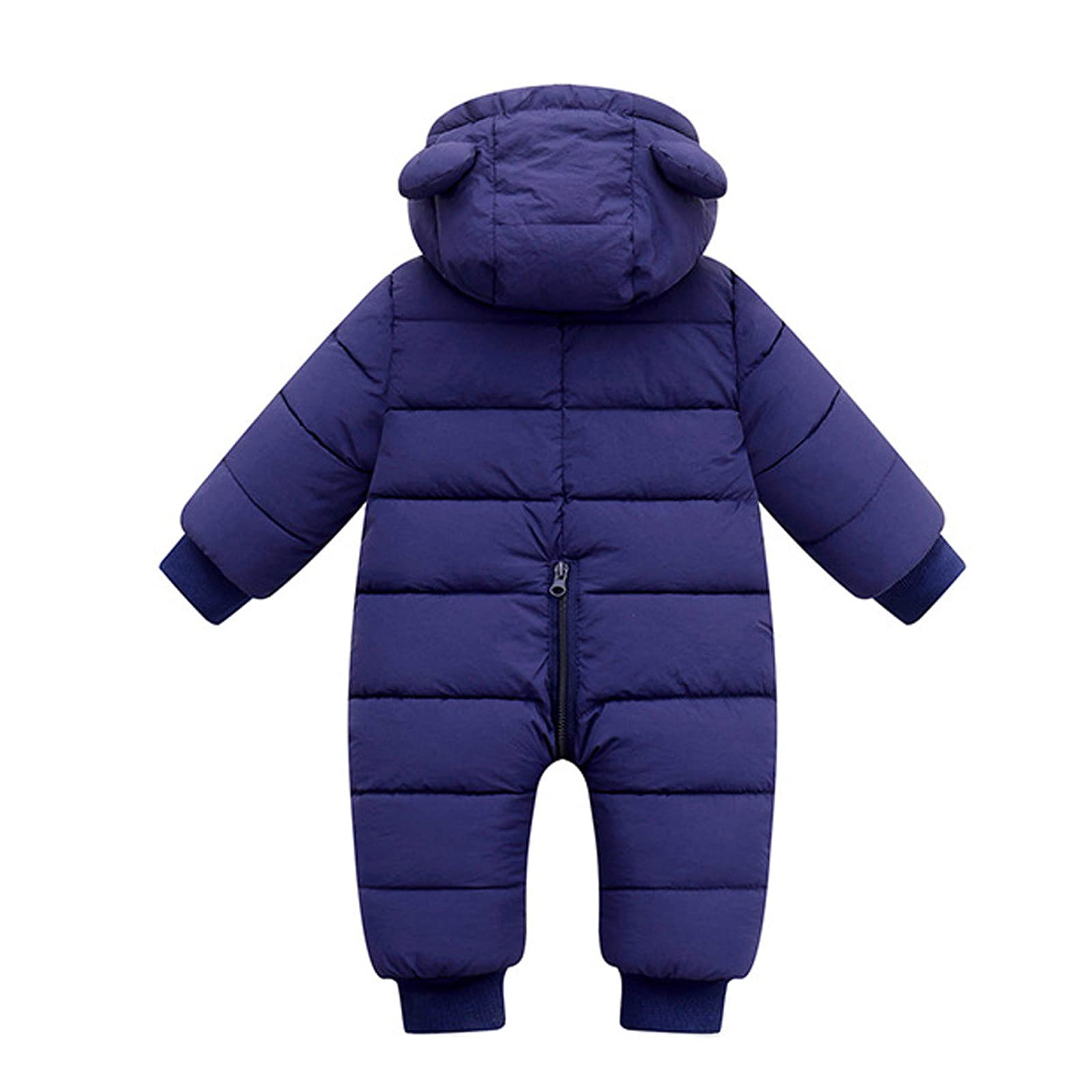 RNTOP Baby Boy Girl Snowsuit Winter Coat Clothes Newborn Infant Warm Cute Ear Hooded Jumpsuit Romper (Navy, 6-12 Months)