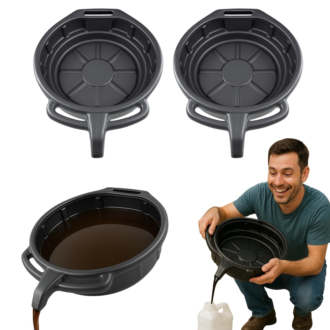 Ölablasswanne 2er Set 16L - Spritzwassergeschützte Auffangwanne für Motoröl, Getriebeöl, Kühlmittel - Alterungsbeständig mit Ausgießer - Robuste Kunststoffkonstruktion