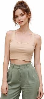 Cicica Tops for Women Crop Top for Women's Tank Activewear Tee Sports Casual Square Neck Cotton Camisole Price In India