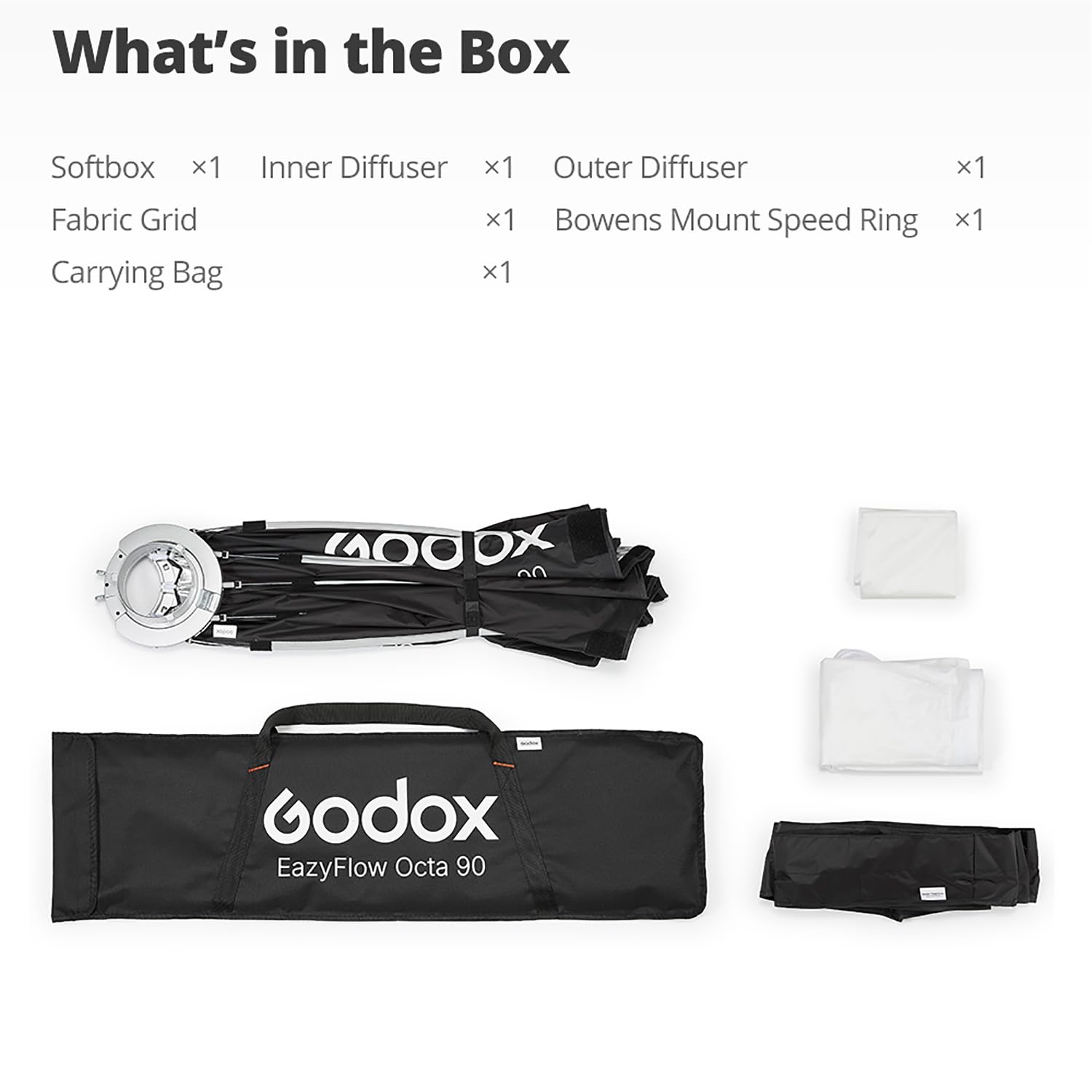 Godox EazyFlow Quick-Release Softbox, Foltbare Octabox Quick Setup, Bowens Mount Soft Box mit Diffusoren Honeycomb Grid für Studio Streaming Outdoor Portrait Fotografie (Bty 65 Schwarz Silber)