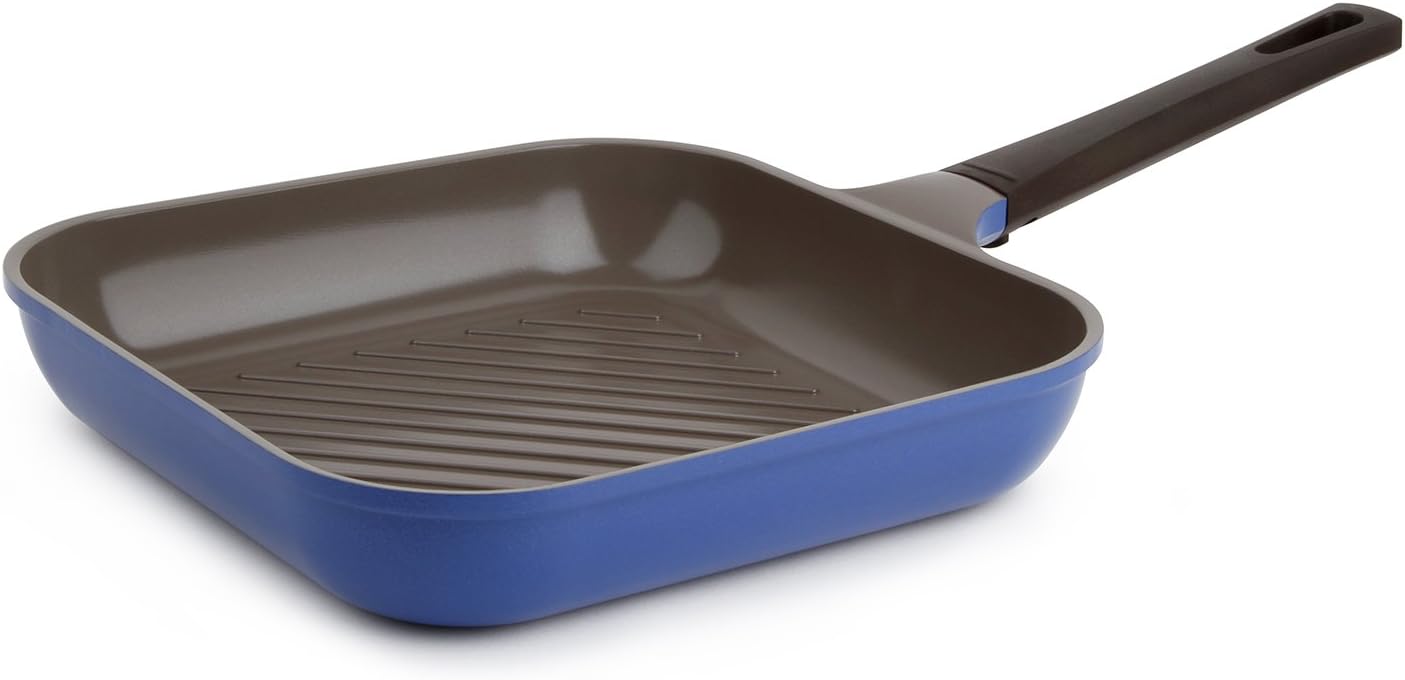 Neoflam 11" Ceramic Nonstick Square Grill Pan, Avocado Green