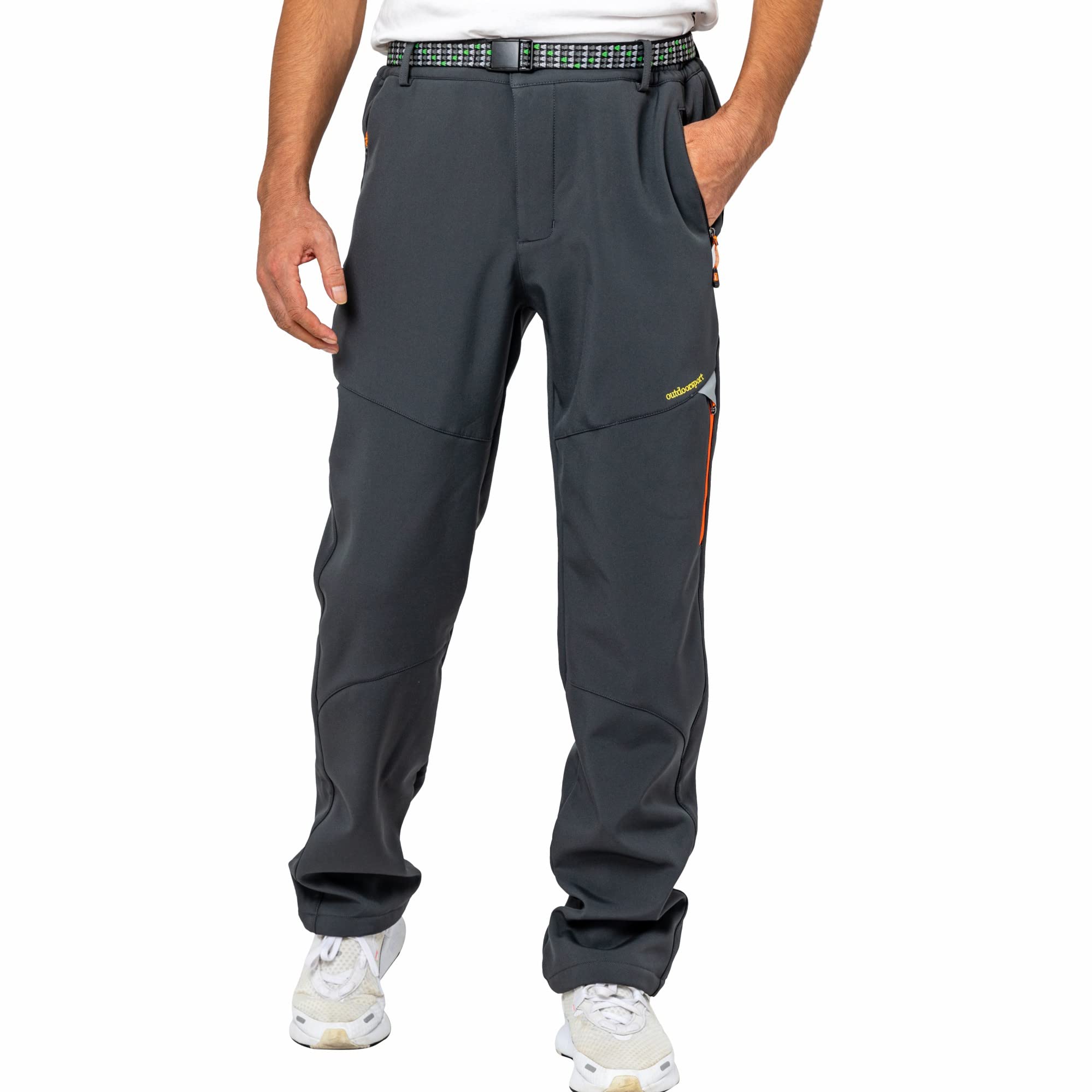 LY4U Winter Outdoorhose Herren Winddichte mit Fleece Gefütterte Schnee Ski Softshell Hose Warme Hose zum Wandern Golfen Angeln Klettern