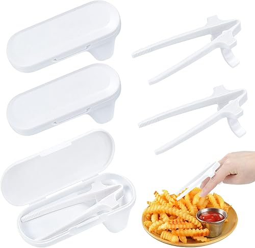 Hysagtek Palillos de dedo mejorados para patatas fritas con caja, palillos de bocadillos para dedos, palillos de chip para dedos, agarrador de