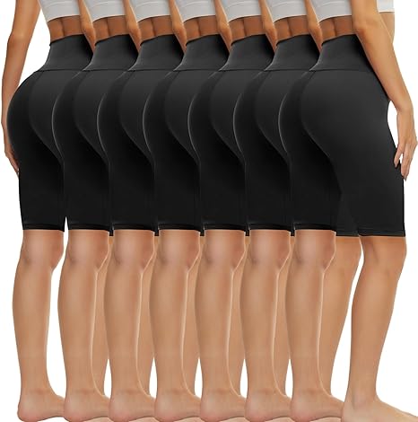 TNNZEET 7 Pack Biker Shorts for Women - 5''/8''/3'' High Waisted Workout Tummy Control Spandex Gym Shorts for Yoga Athletic