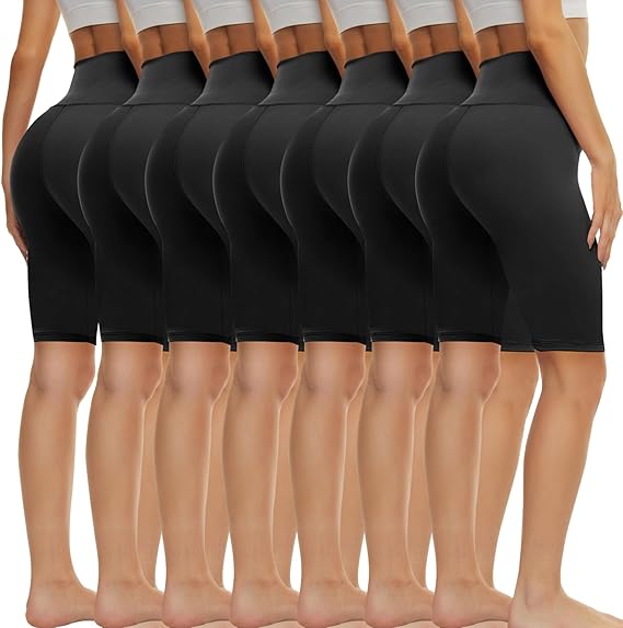 TNNZEET 7 Pack Biker Shorts for Women - 5''/8''/3'' High Waisted Workout Tummy Control Spandex Gym Shorts for Yoga Athletic