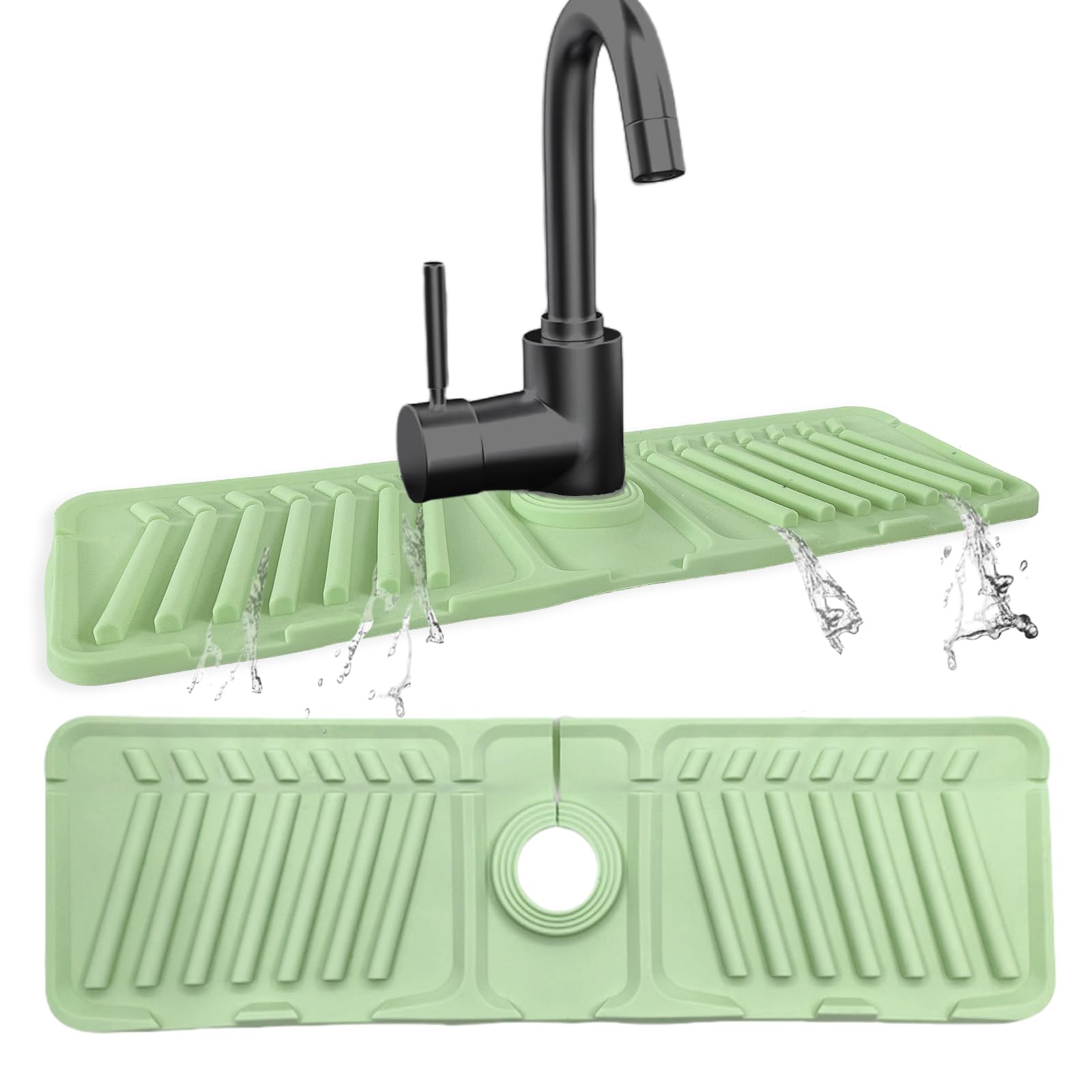 Paraspruzzi Per Rubinetto Cucina In Silicone - 44x14 Cm, Nero, Fori Tagliabili - Foto 6
