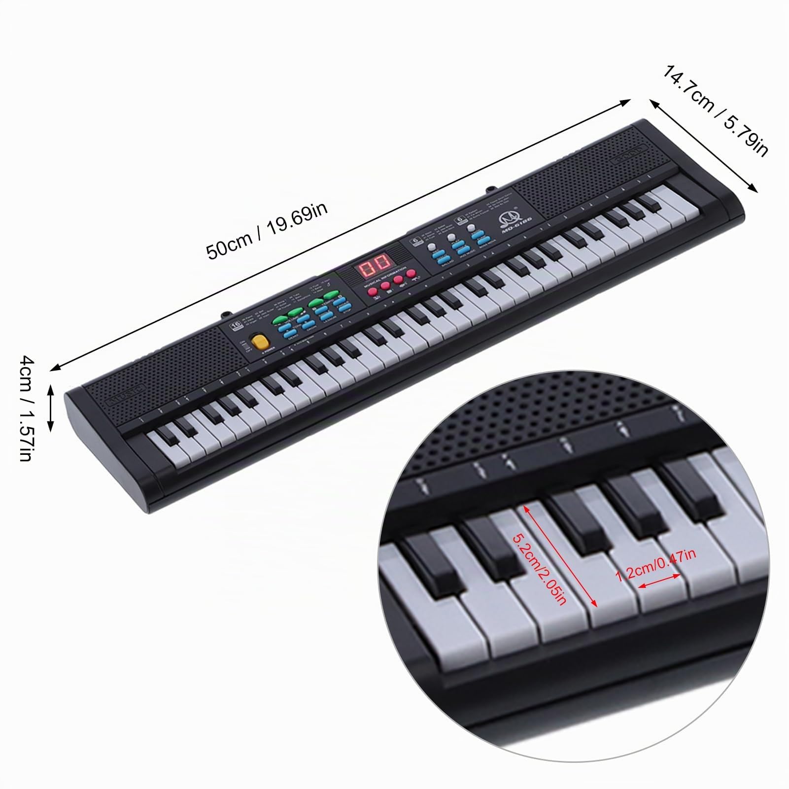 MQ6186 Clavier Piano Portable 61 Touches Électronique Numérique Musique Piano Multifonctionnel avec Microphone avec Touches Pleine Taille pour Débutants