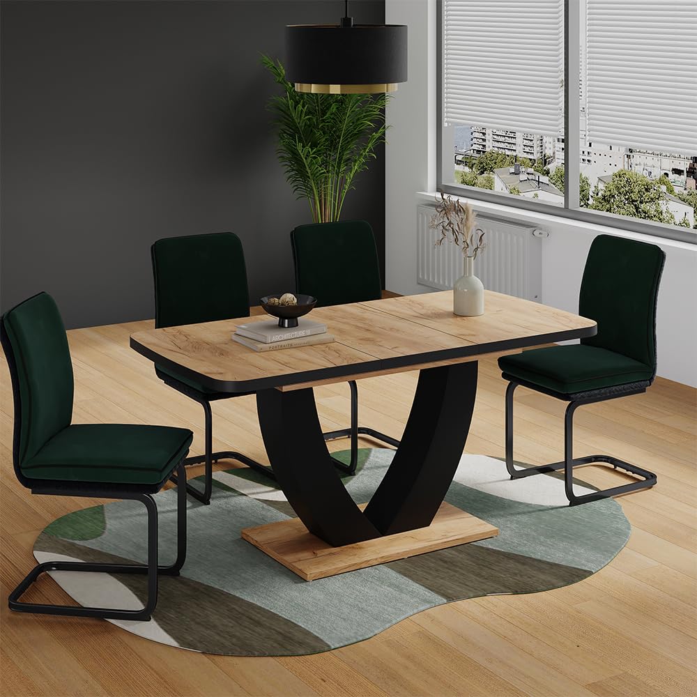Vicco tavolo da pranzo allungabile Fenaro, Nero/quercia, 120 x 80 cm Estensibile, con funzione di estensione per un adattamento flessibile delle dimensioni del tavolo