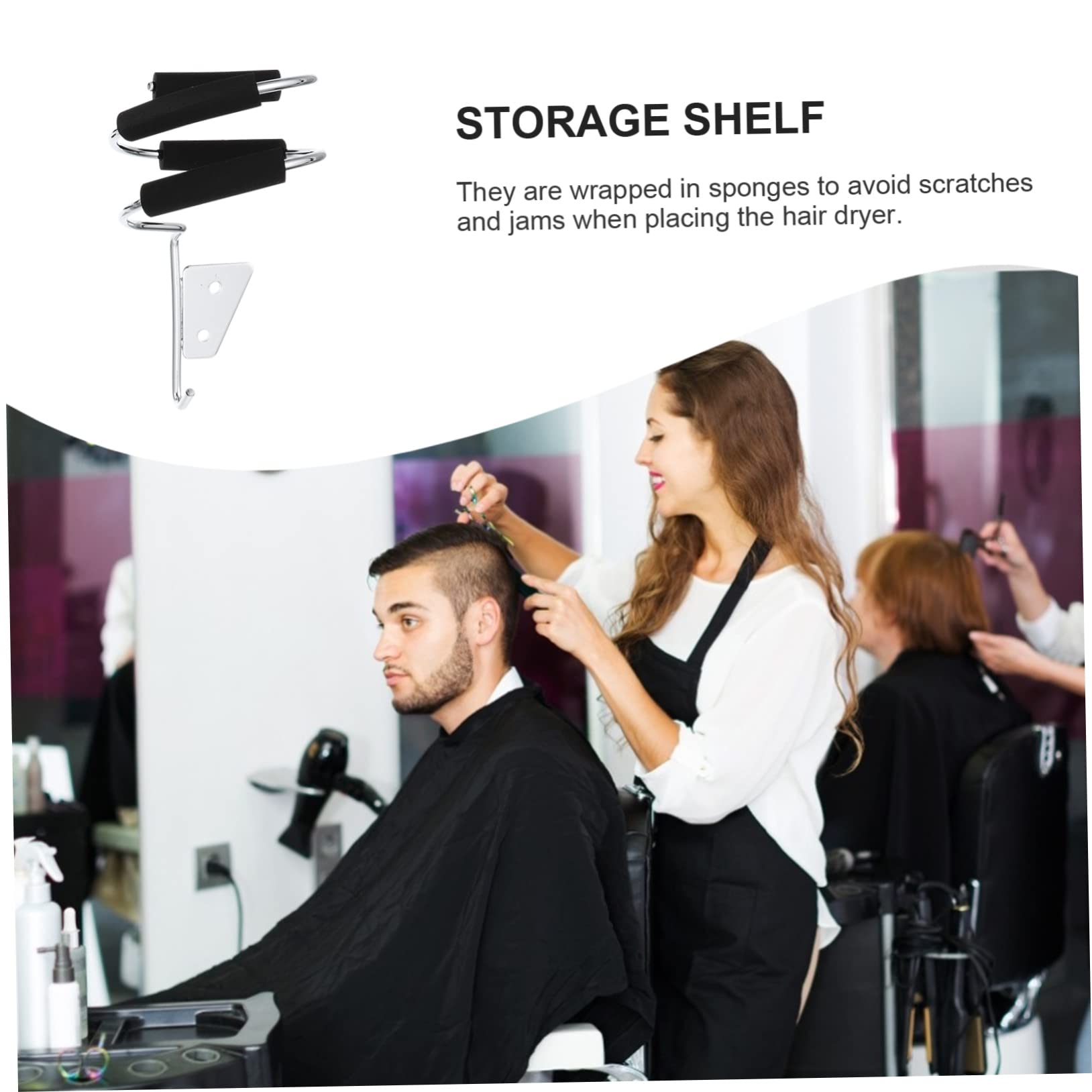 CALLARON 2 Sätze Fönständer Styling Bahnhof Montiert Haartrocknerständer Für Den Salongebrauch Inhaber Föhnhalter Zur Wandmontage Hitze Weiß Hängend Montieren Edelstahl Schwarz 3 Stück * 2