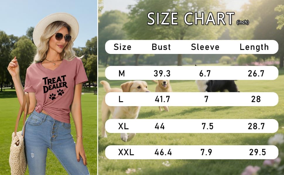 Treat Dealer T Shirt Women, V Neck Short Sleeve Tops Cute Dog Paw Print Graphic Tees Funny Humor Dog Owner Shirts - Image 5