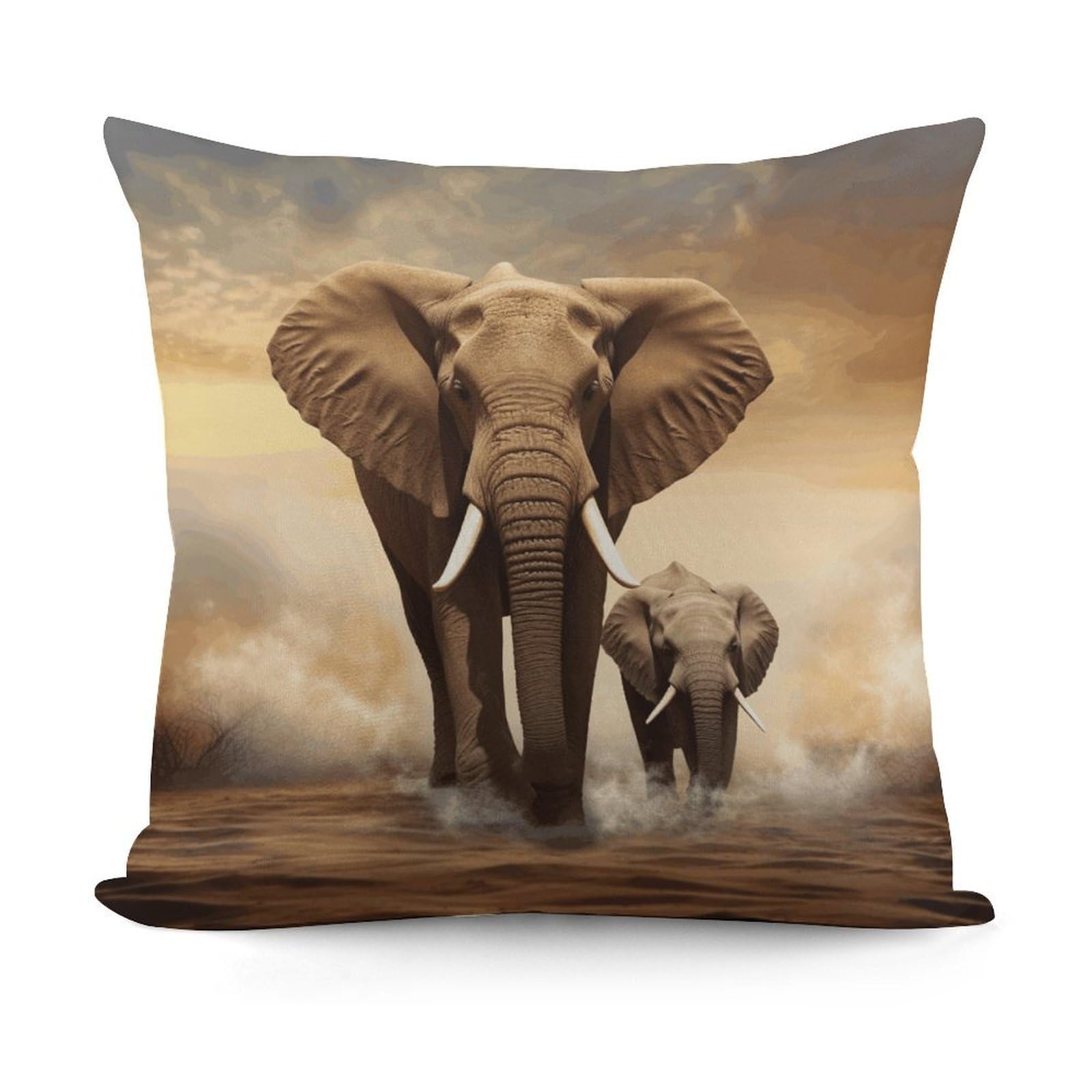 JTREHY Elephant Pillow Covers Decorative Throw Pillow Covers Soft Decor Couch Cushion Case Modern Square Pillow Cases Summer Pillow Cover for Sofa Living Room 18x18 in
