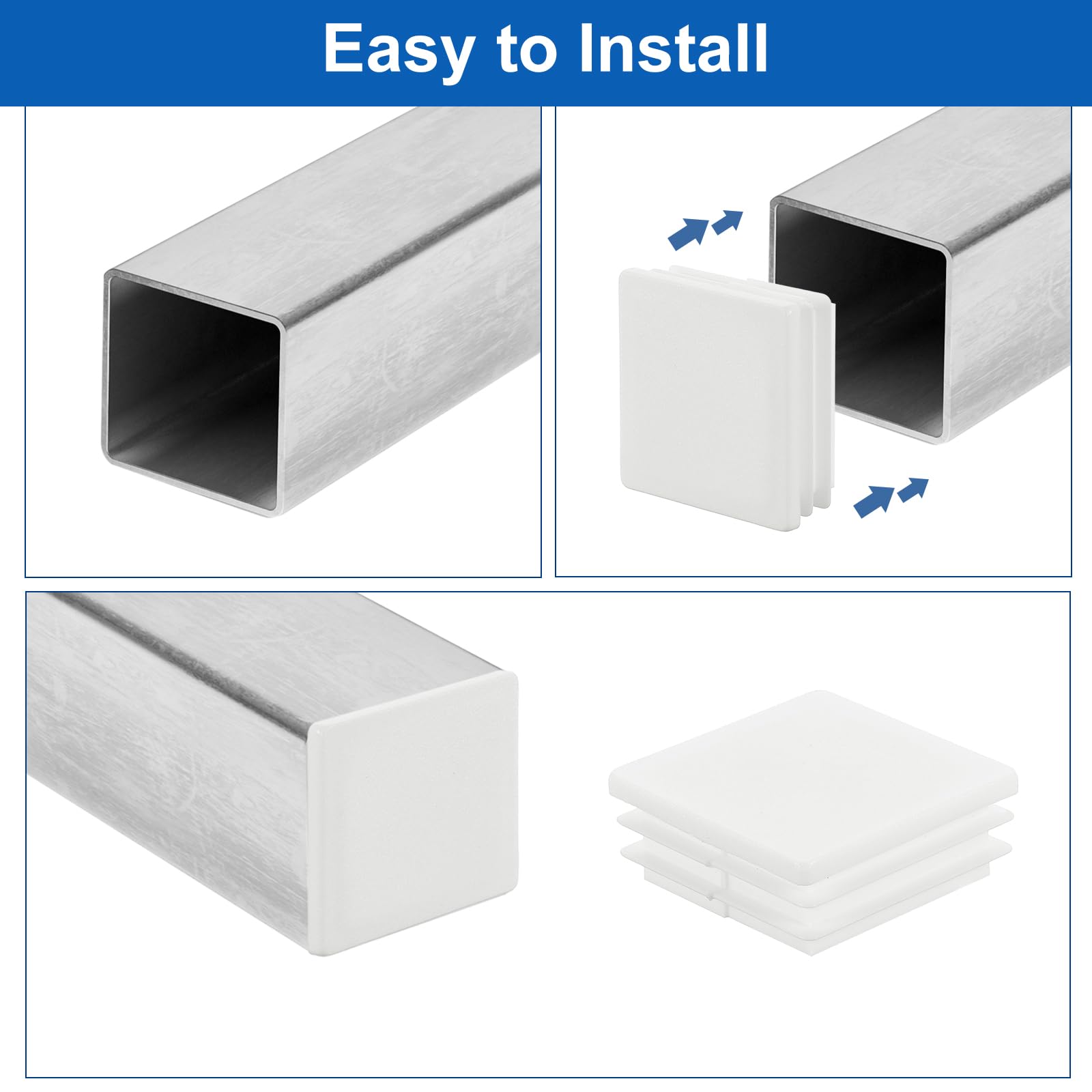 EMFA Tappo Terminale Per Tubo Quadrato 30x30 Mm Bianco – Tappi In - Foto 10