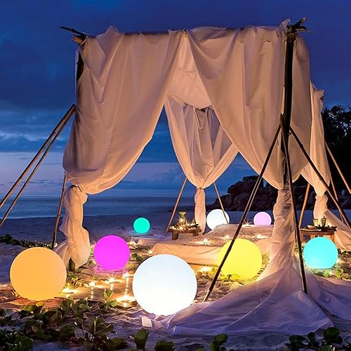 Miniatura 6 de Luz LED de bola brillante de 12 pulgadas con control remoto, luz nocturna LED de orbe de globo para niños y adultos, recargable regulable RGB que