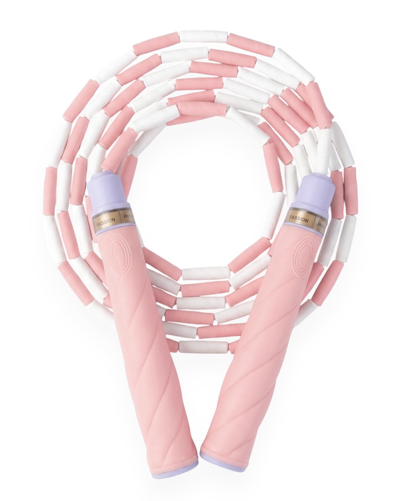 YUEDONG Adjustable ULTRA-SOFT Beaded Jump Rope for Kids Beginners - Tangle-Free Skipping Rope with Marshmallow-Soft TPU Beads, Ergonomic Thumb Groove Anti-Slip Handles, Crisp Rhythmic Click Sound & Waterproof Name Tag Sticker for Safe Fun Exercise (1, PINK, Beaded)