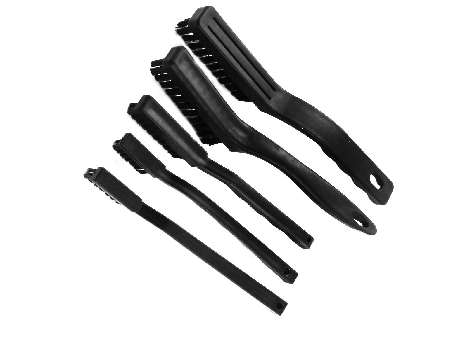 Aexit 5 Pcs Audio Cables 5 Size Black Plastic Handle PCB ESD Anti Static Fiber Optic Cables Cleaning Brush