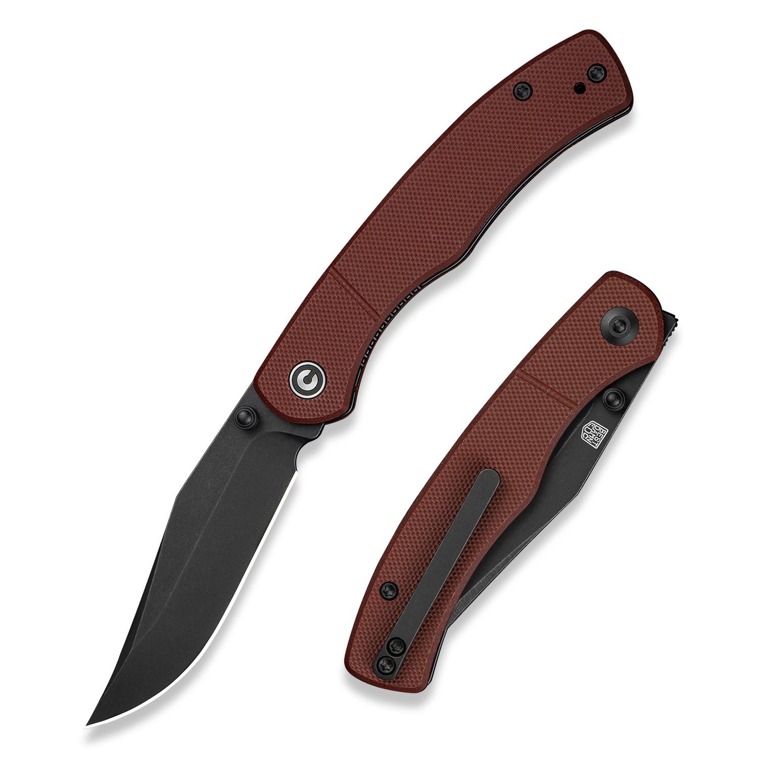 CIVIVI Clingman EDC Pocket Knife, 2.99" Nitro-V Blade G10 Handle, Burgundy