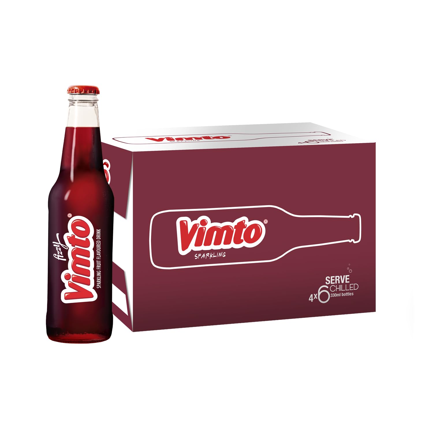 VimtoFizzy Sparkling Fruit Drink Glass Bottle 330ml x 6 x 4 (NRB)