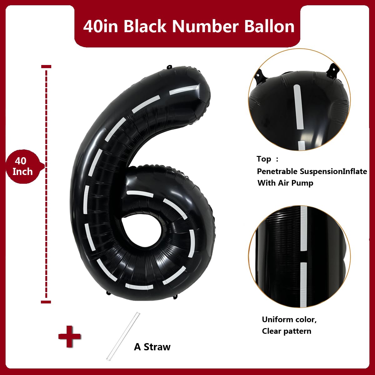 Red 0 balloon 40 Inch Giant Helium Foil Number 0 to 9 Red Balloon Birthday Wedding Party Digital Decorations (Number 0) — view 29