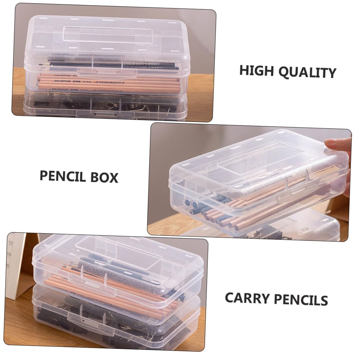 6 pezzi Organizer Penne Trasparente in Plastica Astuccio Scuola Impilabile con Capacità per Matite Penne e Accessori Resistente e Durevole per Studenti e Insegnanti