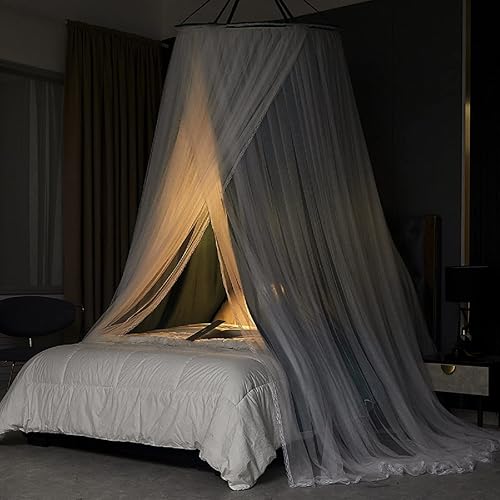 Miniatura 4 de Kertnic Dosel de Cama Lujoso para Niñas y Adultos - Dosel de Princesa de Doble Capa con Encaje, Mosquitero de Cúpula Redonda para Tienda de Cama