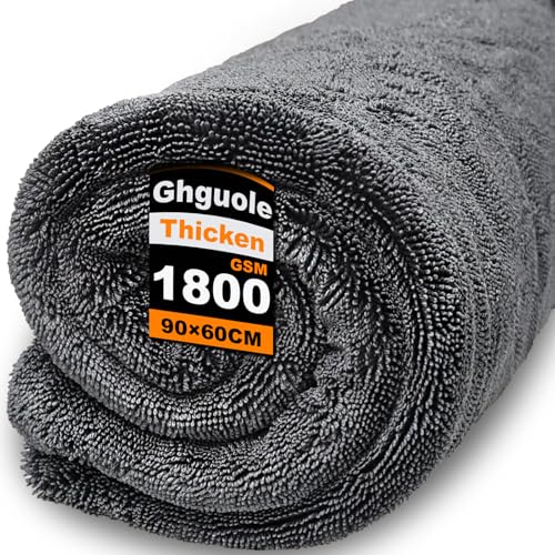 Ghguole Auto Trockentuch 90x60cm-1800GSM Vergrößern/Verdicken Mikrofaser Trockentuch Auto Handtuch Ultra Saugstarkes Premium Mikrofaser Handtuch