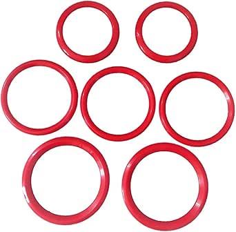 NewTH 4 stks Aluminium Airconditioning Air Vent Outlet Ring Cover Trim Decoratie Sticker Voor AUDI A3 S3 2013-2016/Q2 2017, auto-styling (ROOD, 65MM