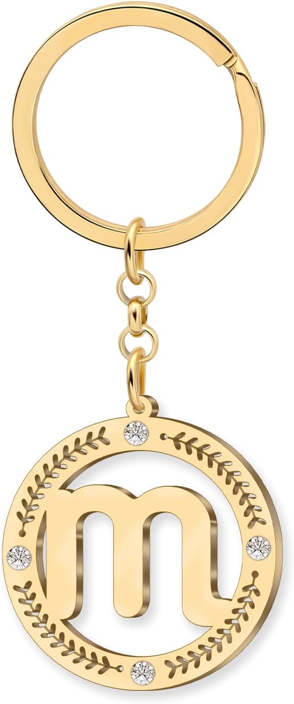 Astrology Gifts for Women Zodiac Sign Keychain Accessories Stainless Steel Gold Constellation Horoscope Zodiac Charms