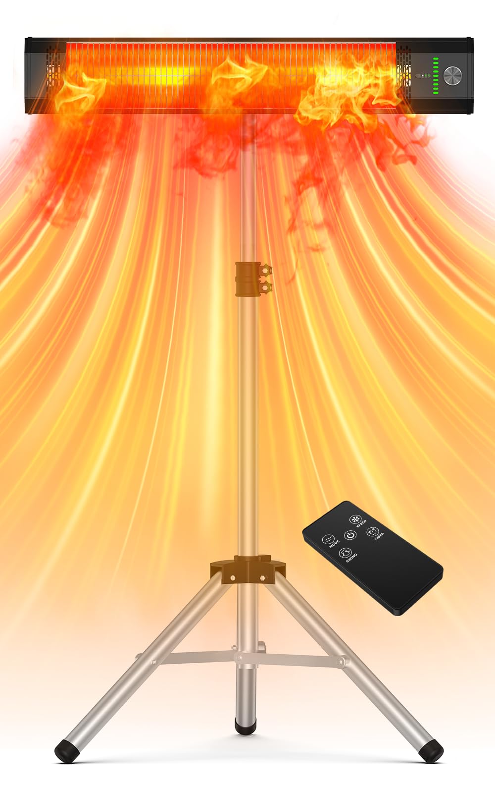 1500W Outdoor Heaters for Patio with 9 Heating Levels, IP65 Waterproof, 9H Timer, 25FT Remote Electric Patio Heaters for Outdoor Use, Tip-Over & Overheat Protection for Home, Office, Garage