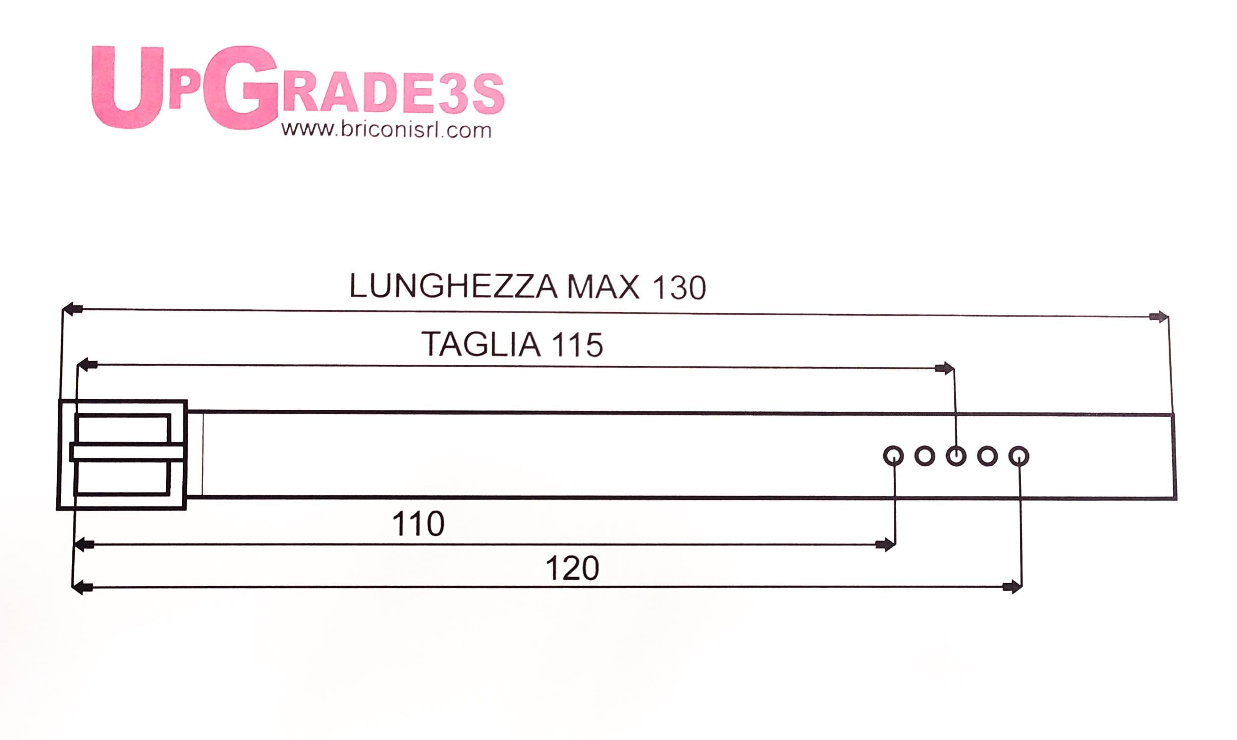 UPGRADE 3STYLE Cinturón de piel auténtica de caballo acortable sin tornillos. Paquete de cartón ecológico y bolsa de algodón. Fabricado en Italia., Cow Negro 4x130, 120