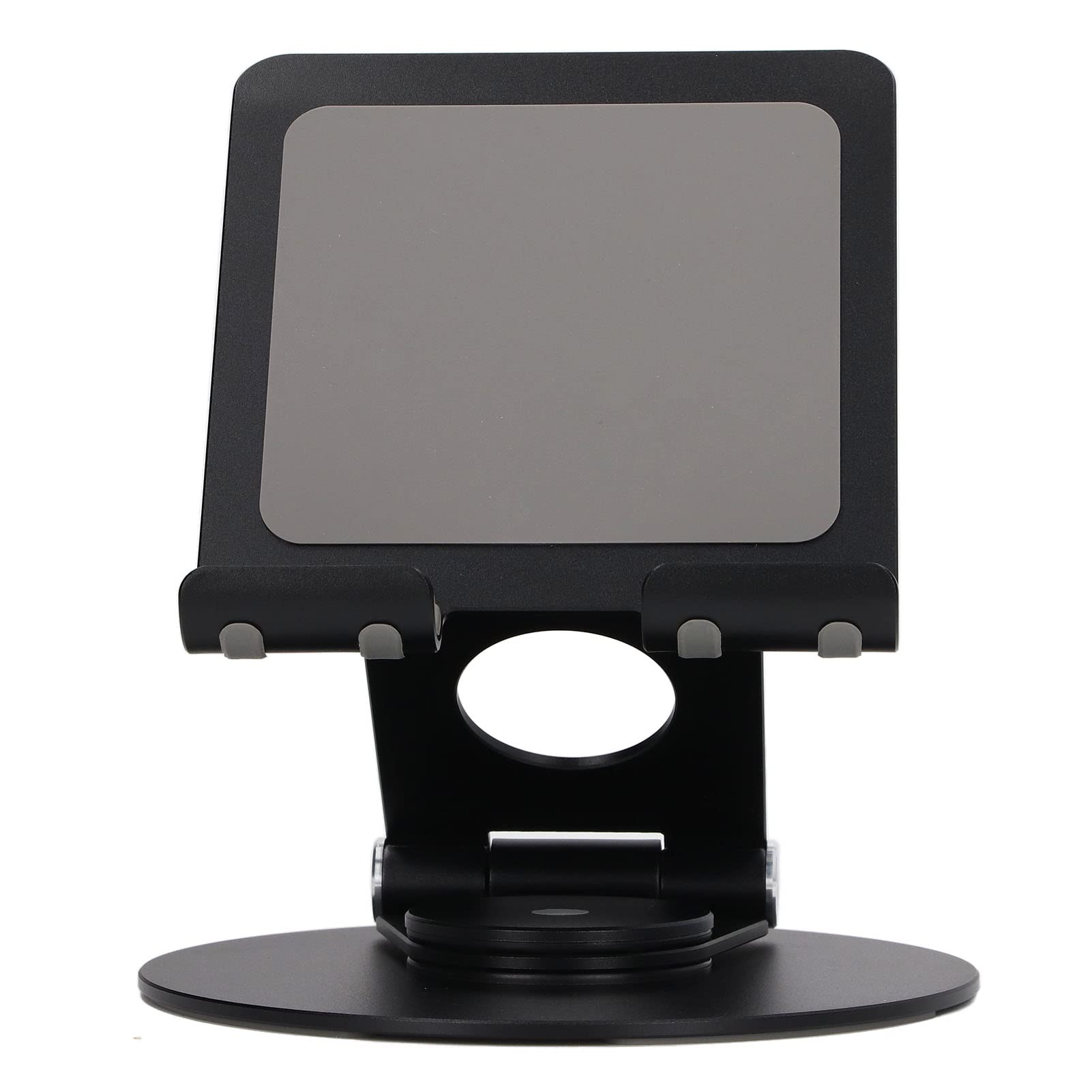 Supporto pieghevole per telefono con rotazione a 360 gradi, supporto da scrivania in alluminio ad altezza regolabile, base stabile per laptop fino a 17,3 pollici e smartphone (Nera)