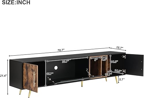 Miniatura 2 de Soporte para televisores modernos de hasta 80 pulgadas, consola multimedia con puertas de vidrio estriadas y espacio de almacenamiento