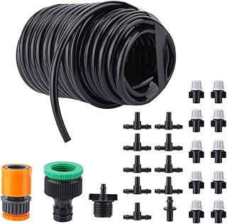 Crazy Sales Irrigação por gotejamento, kit de irrigação por gotejamento, irrigação por gotejamento, irrigador de tripé, irrigador de irrigação por gotejamento para quintal com 9 x T de boca plana para frutas em