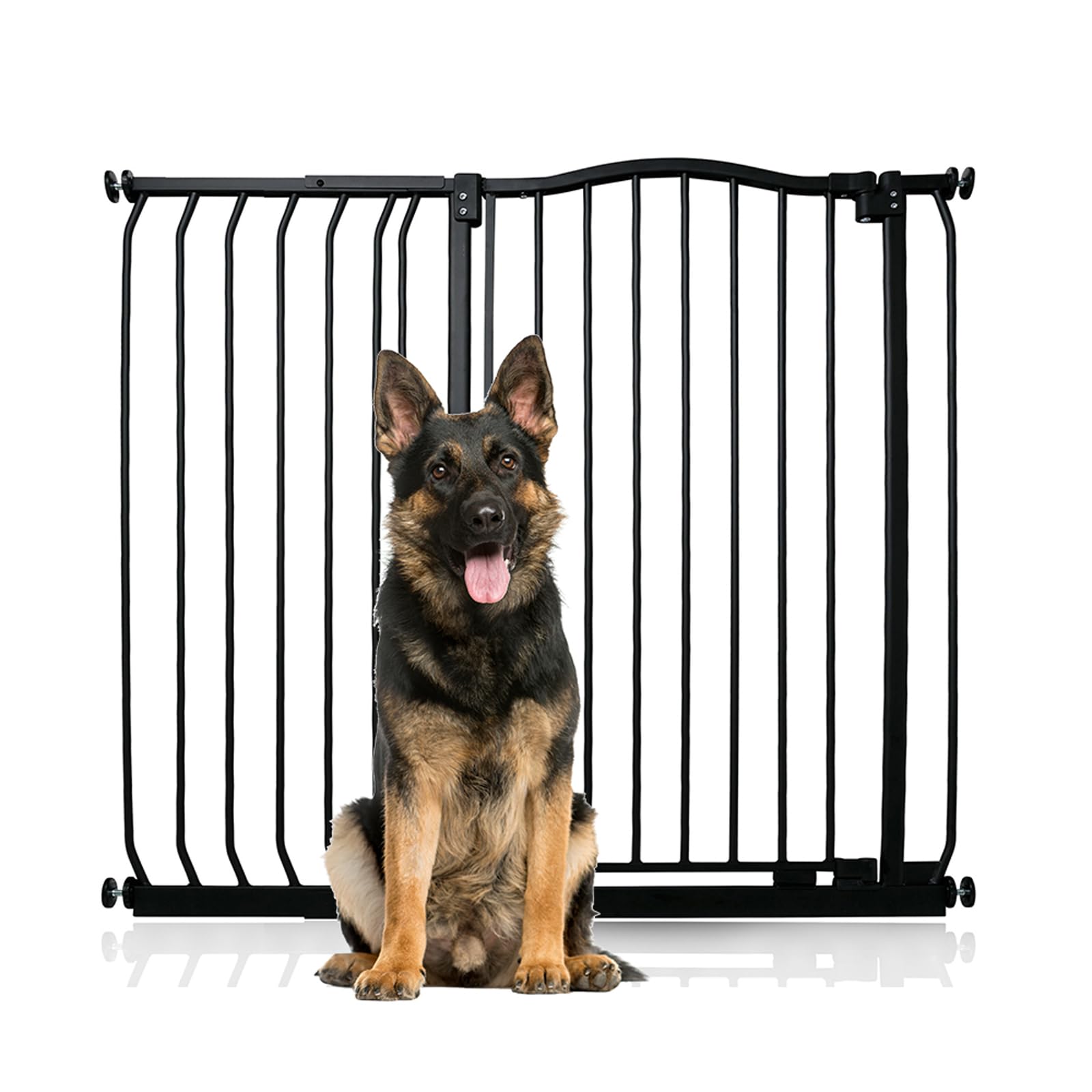 Bettacare Extra Tall Curved Top Pressure Fit Dog Gate - 107cm - 116cm - Black - 100cm Height