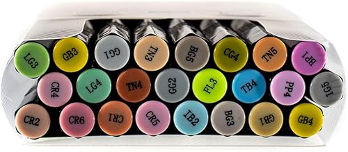 Miniatura 4 de Marcadores de punta doble con alcohol, paquete de 24 marcadores de arte negro de espectro mezclable, naturaleza