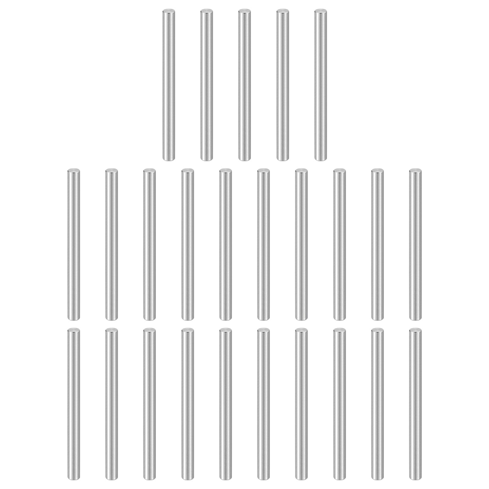 sourcing map 25pcs Dowel Pins, M4 x 55mm 304 Stainless Steel Cylindrical Shelf Support Peg Pin Rod Fasten Elements for Metal Devices Wood Furniture DIY Installation, Silver