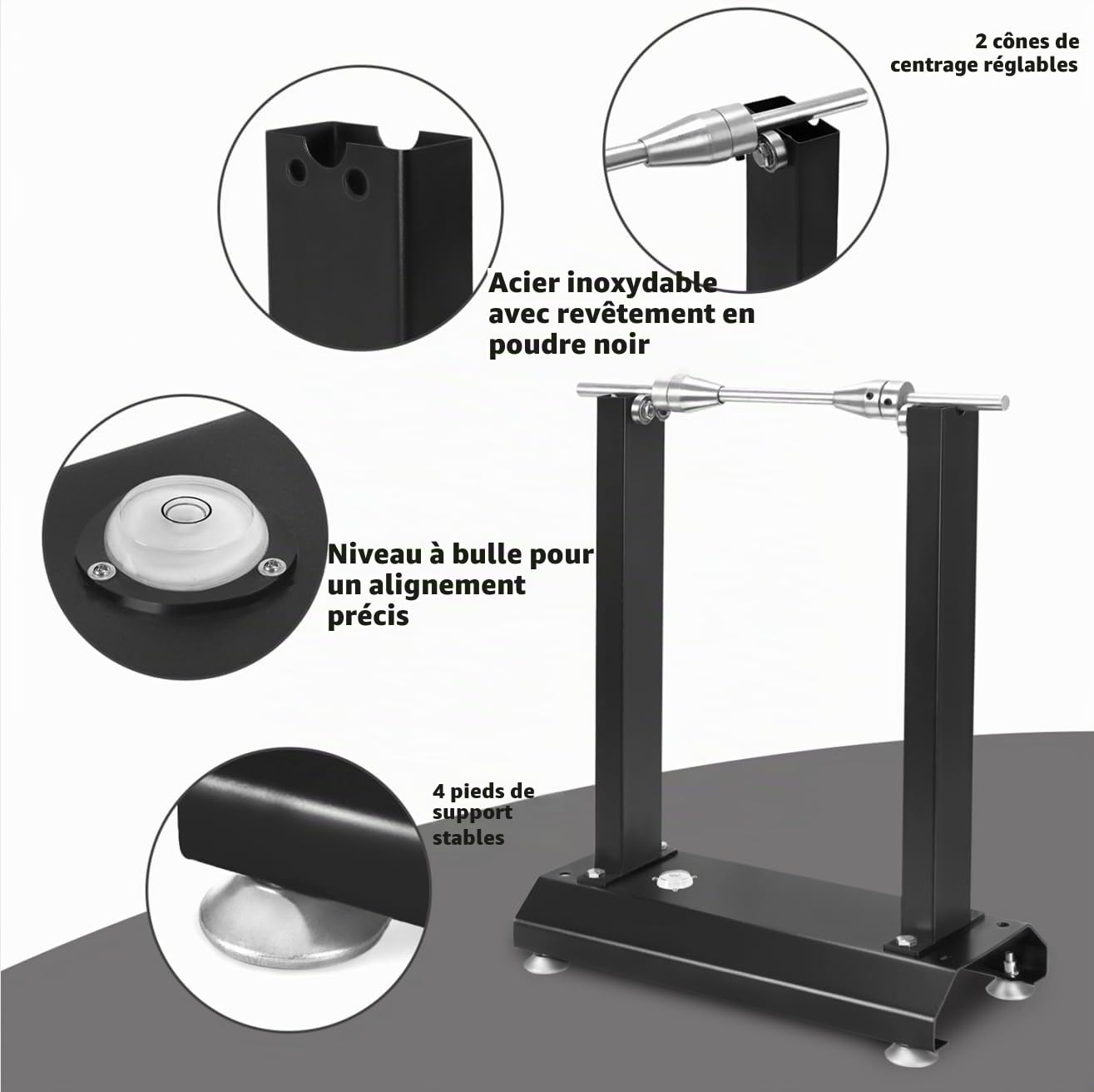 LILIIN Machine d'équilibrage de pneus de moto avec cônes plats et 4 pieds de support 40 x 20 x 50 cm