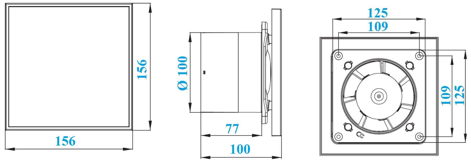Wentylator łazienkowy, wentylator ścienny, wentylator łazienkowy, wentylator do zabudowy, do łazienki, kuchni, cichy Ø 100 mm łożyska kulkowe