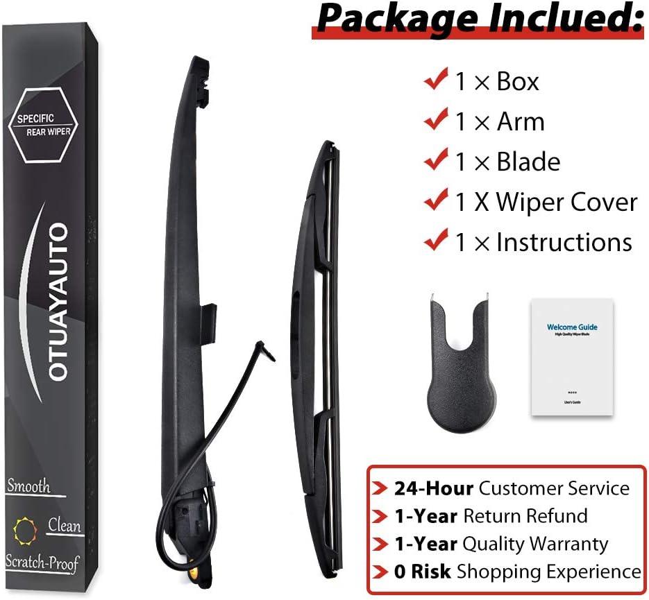 OTUAYAUTO 15277756 Rear Wiper Arm Blade Set - Replacement for Chevrolet Tahoe Suburban, Cadillac Escalade, GMC Yukon 2007-2013