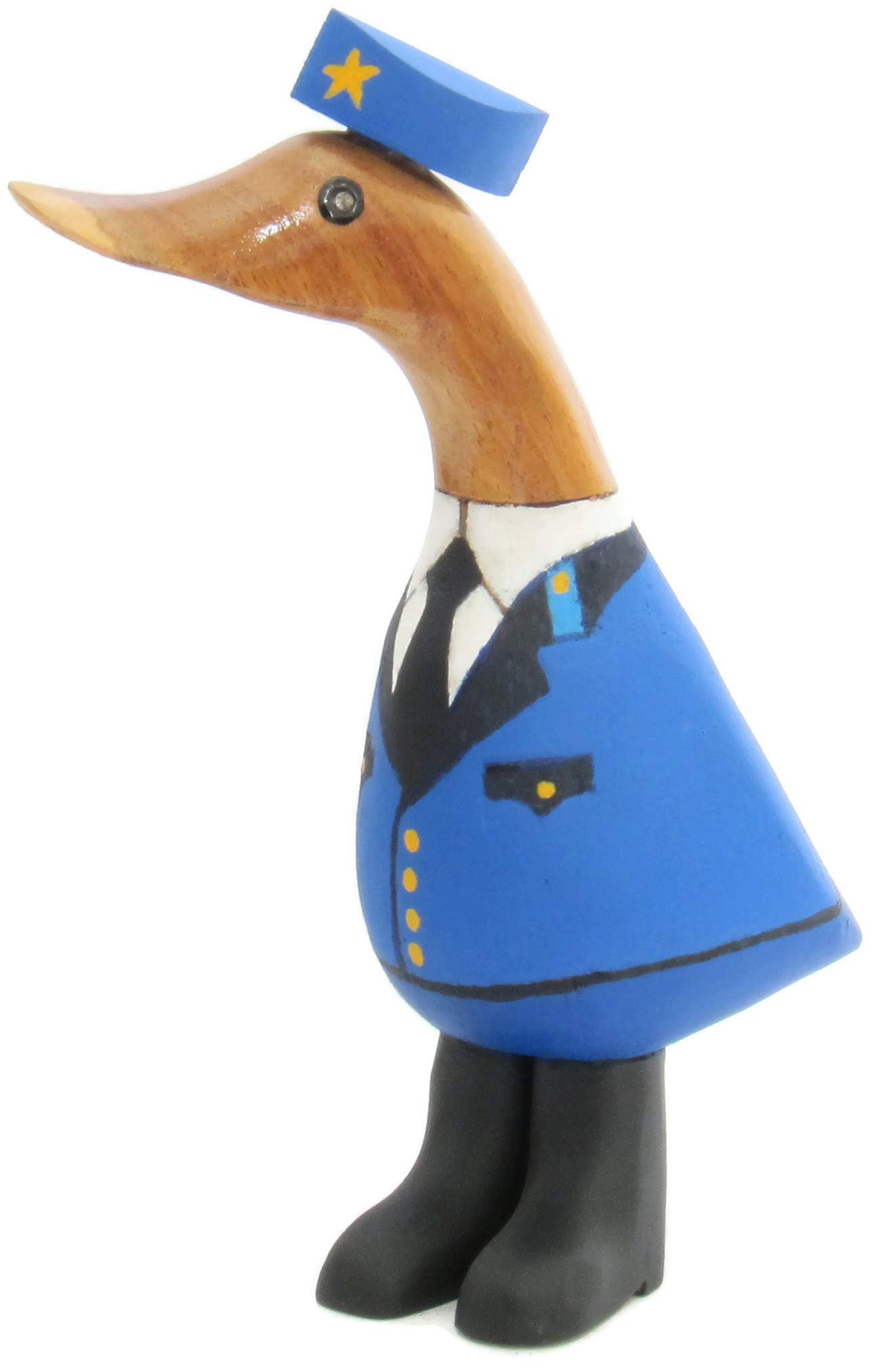 Brave Wings Hand Carved Wooden Duck ~ Airline Pilot ~ Ooak Unique Ornament Sculpture Figurine Statue Gift Present For Birthdays Christmas For Home Interior Decor Or Table Decoration ~ 682