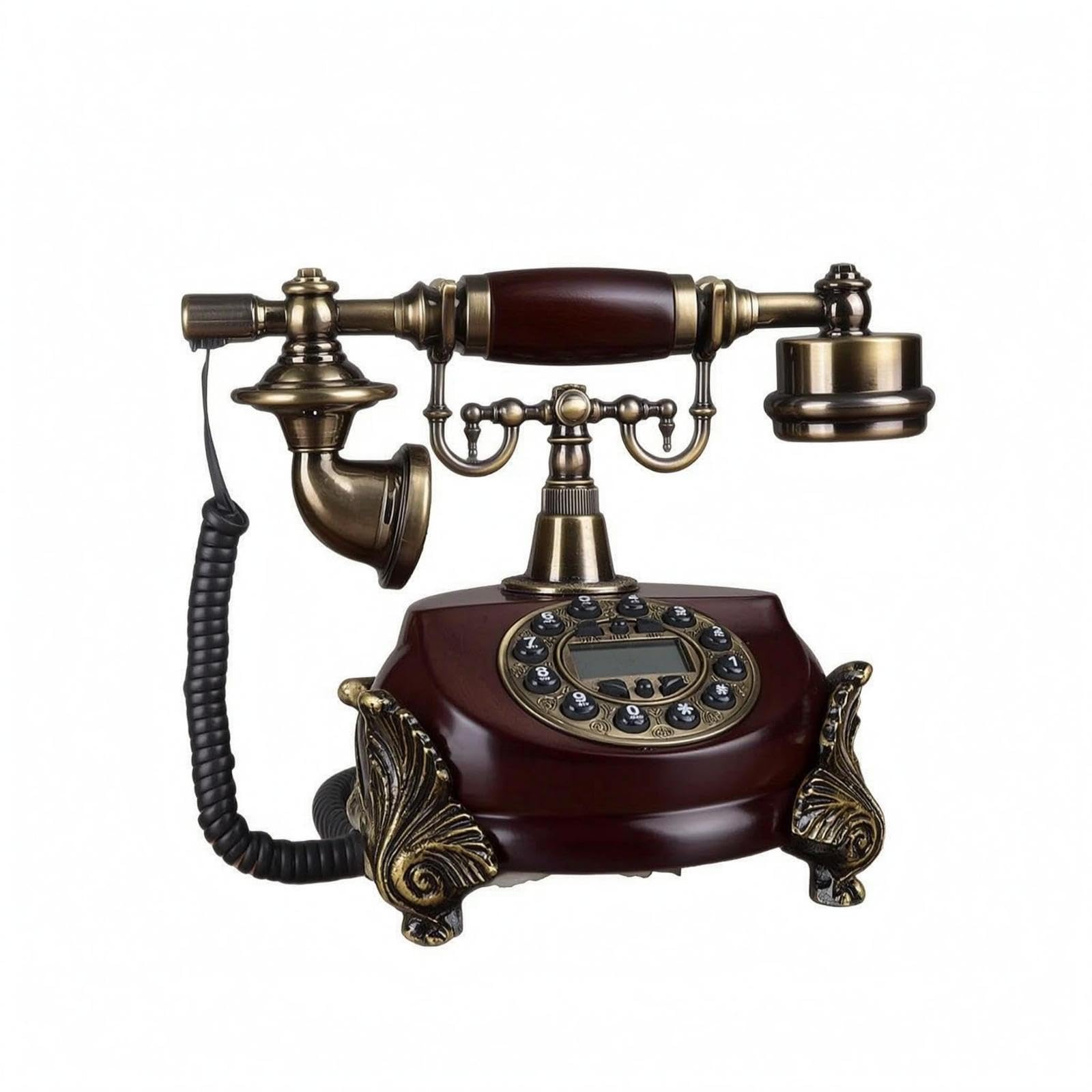 Antique-Style Corded Telephone Brass-Toned Vintage Wired Telephone Ornate Decorative Push-Button Phone|Collectibles| Radio Phonograph TV Phone| Telephones| 1970-Now-image-23