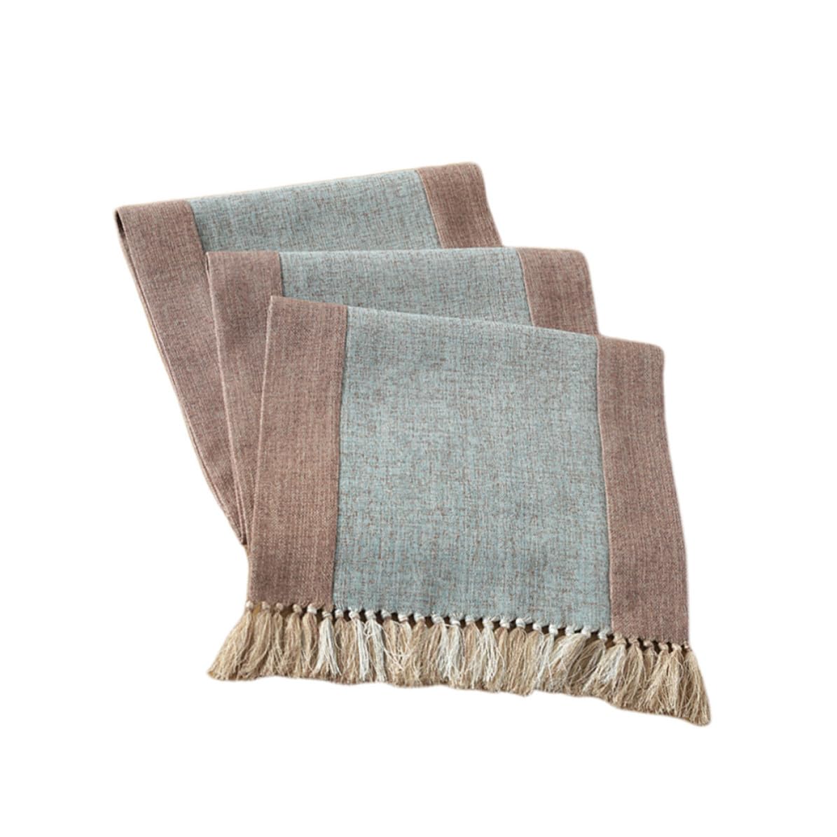 Sosoport Runner da Tavola Frange 220cm in Cotone Blu per Casa