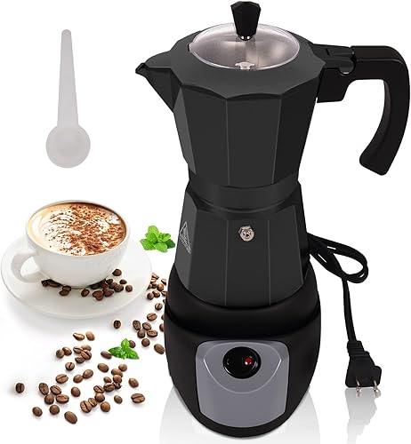Miniatura 11 de Cafetera de Espresso Moka de Aluminio Eléctrica 5-6 Tazas 270ml Cafetera de Café Express para Estufa, Espresso Portátil, Italiana Clásica,