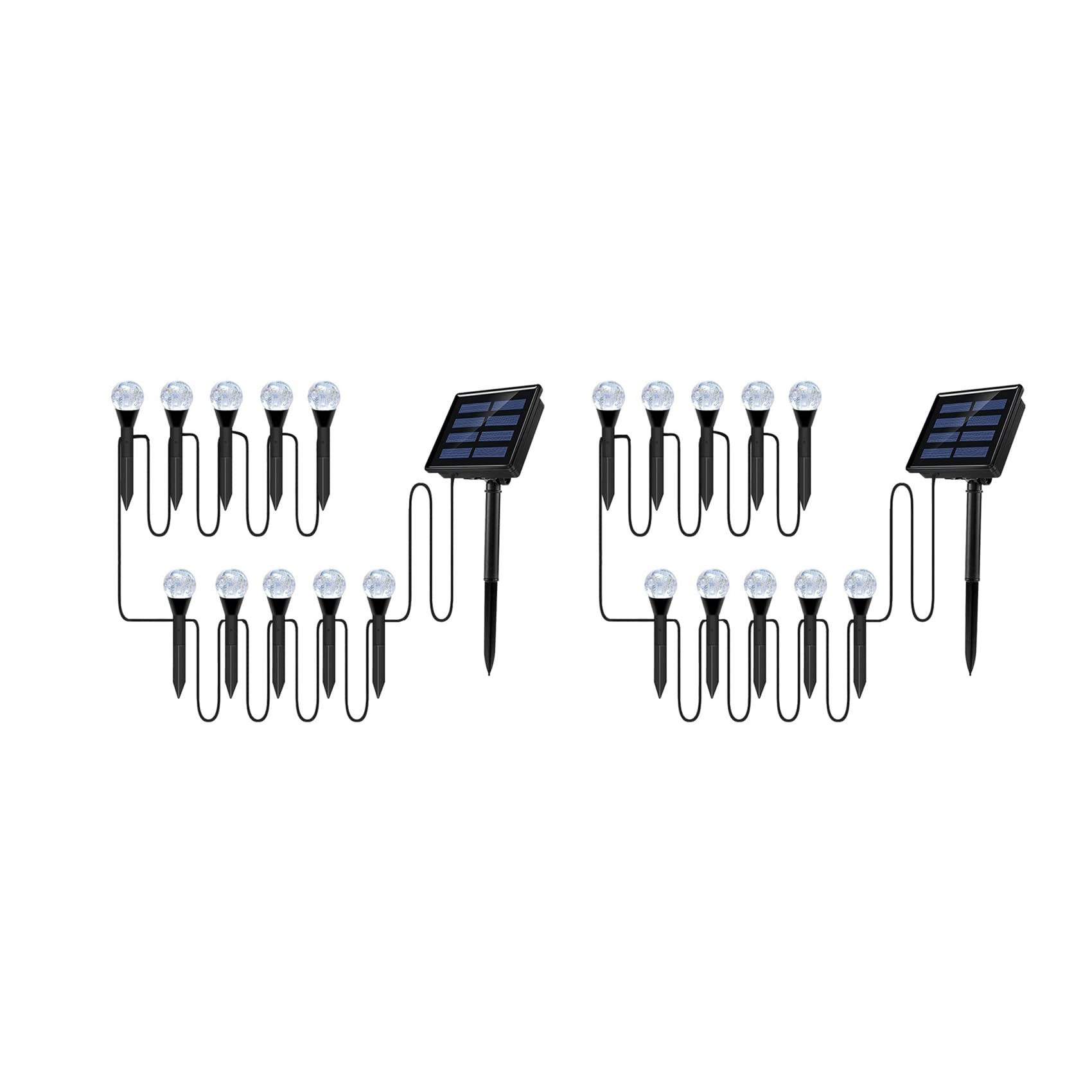 Hndhbfgrt 2X 10 in 1 Solar Spot Light Outdoor LED Garden Lawn Landscape Path Wall Lamp