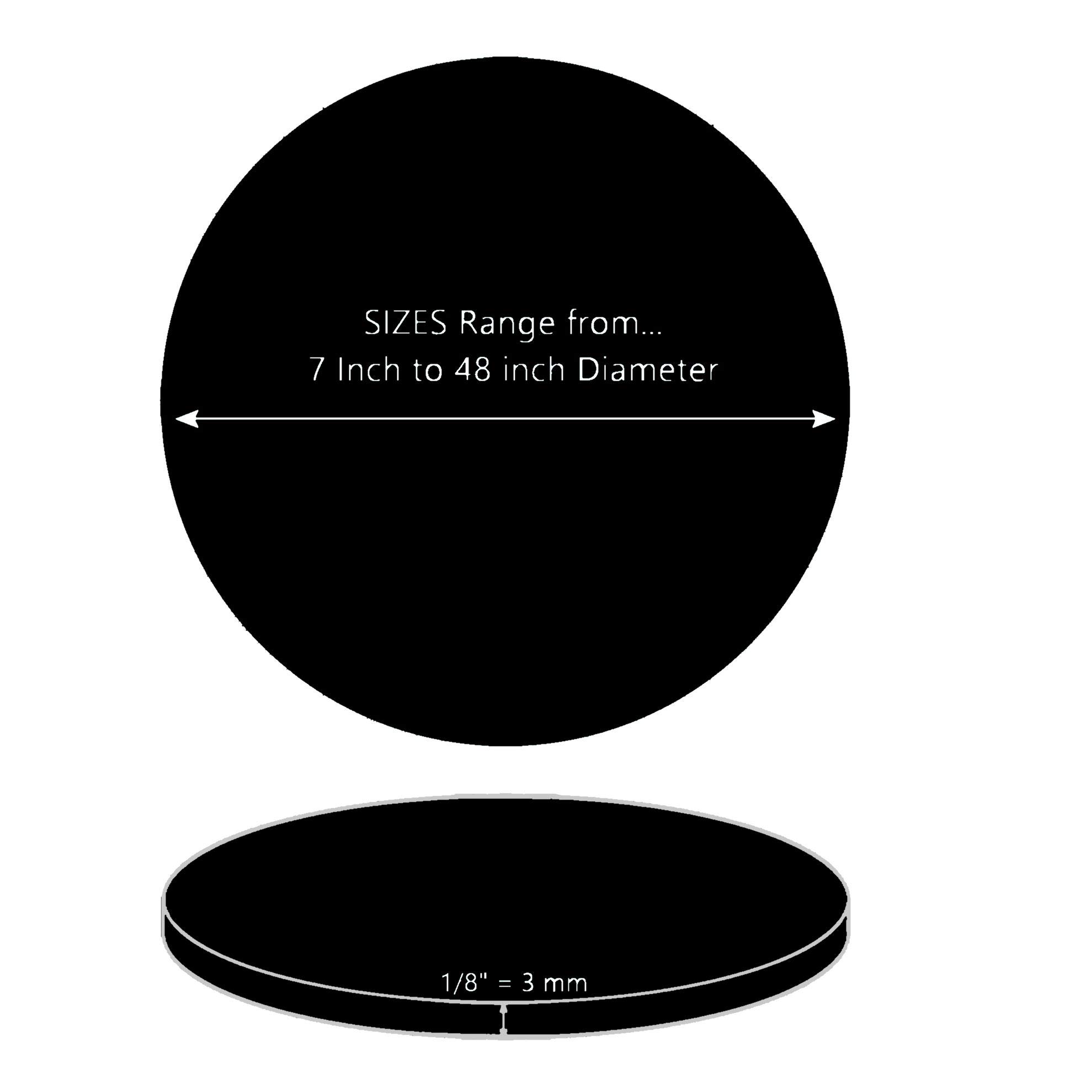 ONE (13 inch Diameter) Laser Cut Black Acrylic Blank Round Disc: Smooth Edge Plexiglass Circle 1/8 inch (3 mm) Thick
