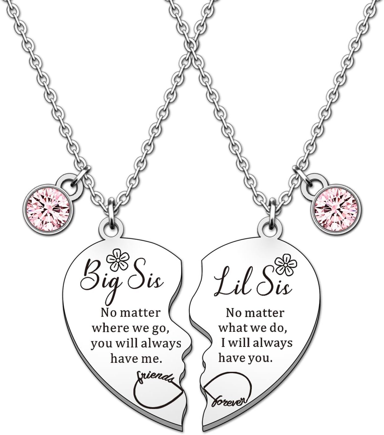Big Sis Little Sis Matching Heart Necklace Gifts For Big Sister Little Sister Birthday Christmas From Sister