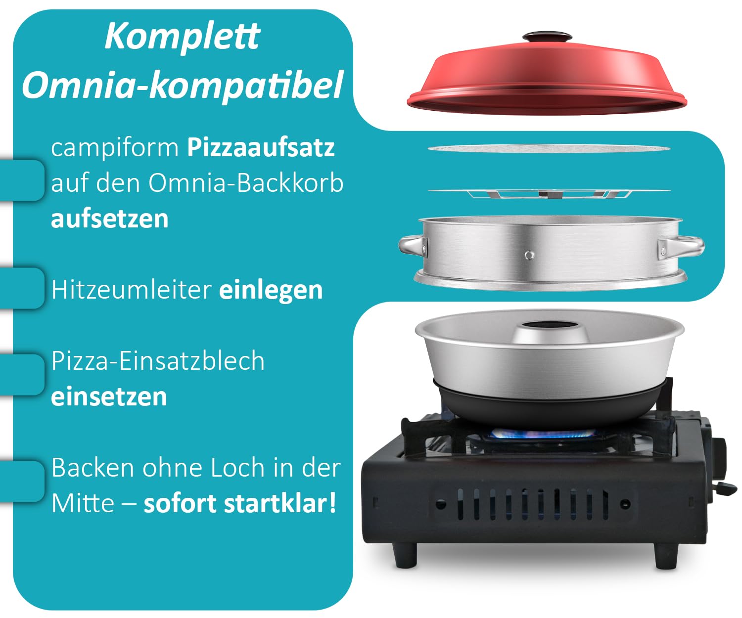 ZauberFry Grille à pizza compatible avec four de camping Omnia, insert de cuisson sur toute la surface en acier inoxydable, convient à un usage alimentaire, pas de trou au milieu, pour pizza, tartes